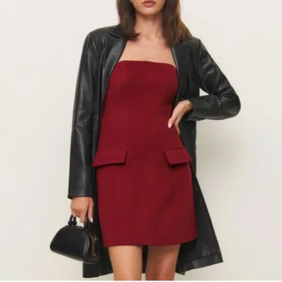 Reformation Strapless Red Mini Dress - Picture 3 of 4